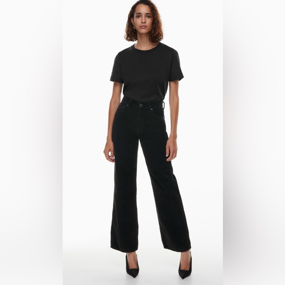 Aritzia Denim Forum Black Corduroy Farrah Hi-Rise wide leg pants